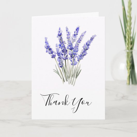 Carte De Remerciements Aquarelle simple Lavender Sprigs Fleurs (Devant)