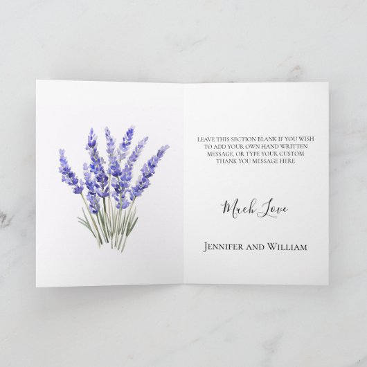 Carte De Remerciements Aquarelle simple Lavender Sprigs Fleurs (Intérieur)