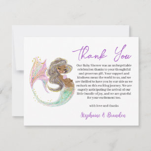 Carte De Remerciements Aquarelle Sirène Futur Maman Baby shower