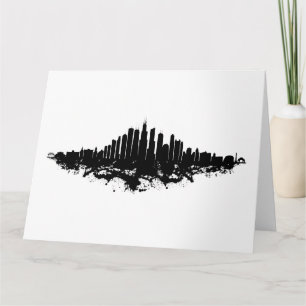 Carte De Remerciements Aquarelle Skyline de Chicago noir et blanc