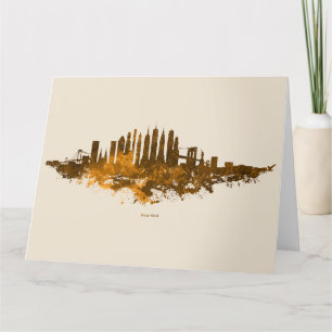 Carte De Remerciements Aquarelle Skyline de New York en orange