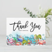 Carte De Remerciements Aquarelle sous la mer fête d'anniversaire (Debout devant)