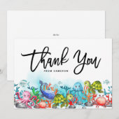 Carte De Remerciements Aquarelle sous la mer fête d'anniversaire (Devant / Derrière)