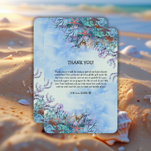 Carte De Remerciements Aquarelle sous le Baby shower Sea Wonder