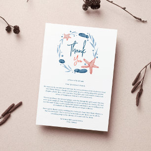 Carte De Remerciements Aquarelle Starfish Coral Reef Baby shower