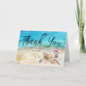 Carte De Remerciements Aquarelle Starfish & Seashells Beach Wedding (Devant)