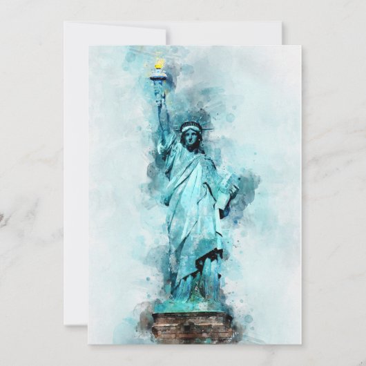 Carte De Remerciements Aquarelle Statue de la Liberté (Devant)