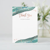 Carte De Remerciements Aquarelle Teal et or rose Geode (Debout devant)