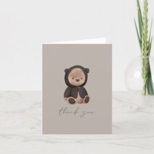 Carte De Remerciements Aquarelle Teddy Bear Noir Brown Neutre