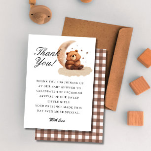 Carte De Remerciements Aquarelle Teddy ours baby shower neutre