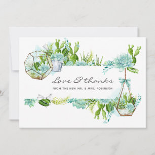 Carte De Remerciements Aquarelle Terrarium en verre Mariage