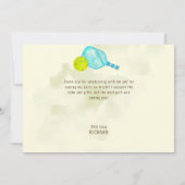 Carte De Remerciements Aquarelle Thème Pickleball Fête d'anniversaire (Dos)