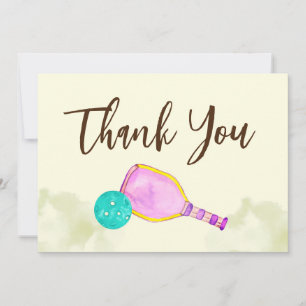Carte De Remerciements Aquarelle Thème Pickleball Sports Anniversaire