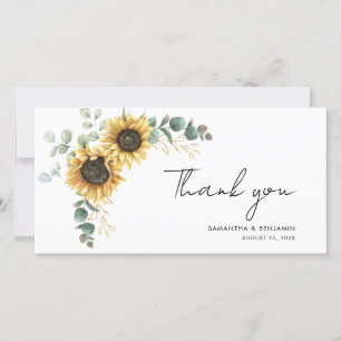 Carte De Remerciements Aquarelle tournesol Floral Mariage Eucalyptus