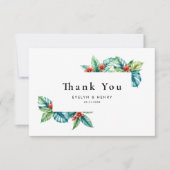 Carte De Remerciements Aquarelle Tropical Feuille Verdure Mariage d'été (Devant)