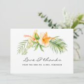 Carte De Remerciements Aquarelle Tropical Floral Beach Mariage (Debout devant)