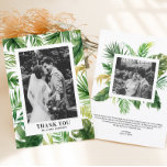 Carte De Remerciements Aquarelle Tropical Green Frame Photo Mariage<br><div class="desc">Célébrez la joie de votre journée spéciale et express votre gratitude avec notre carte de remerciements de mariage photo personnalisable, avec l'aquarelle dynamique de la végétation tropicale. Ce carte de remerciements est parfait pour les mariages d'été et tropicaux. La carte de remerciements photo présente une aquarelle superbement illustrée cadre de...</div>