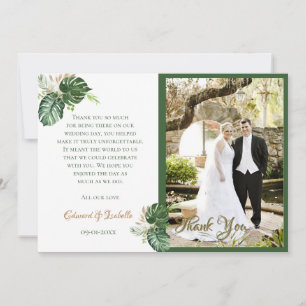 Carte De Remerciements Aquarelle Tropical Green Palm Photo Feuille