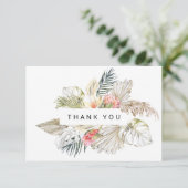 Carte De Remerciements Aquarelle Tropical Rose Protea Fleurs (Debout devant)