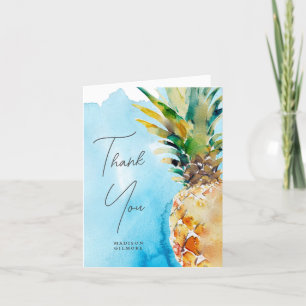 Carte De Remerciements Aquarelle tropicale de l'ananas Mariage
