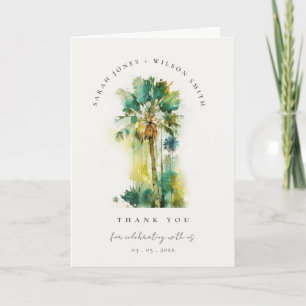 Carte De Remerciements Aquarelle Tropicale Dusky Palm Trees Photo Mariage