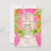 Carte De Remerciements Aquarelle tropicale Mariage de destination mexicai (Devant)