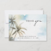Carte De Remerciements Aquarelle tropicale Plage Palm Trees Mariage (Devant)