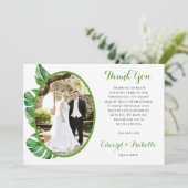 Carte De Remerciements Aquarelle tropicale Vert Monstera Feuille Mariage (Debout devant)