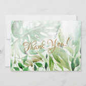 Carte De Remerciements Aquarelle tropicale Vert Palm Feuille Mariage (Dos)