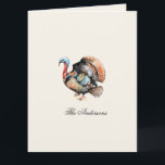 Carte De Remerciements Aquarelle Turquie Thanksgiving plié<br><div class="desc">Dinde à l'aquarelle peinte à la main de style vintage. Parfait pour envoyer en tant que carte de remerciements.</div>