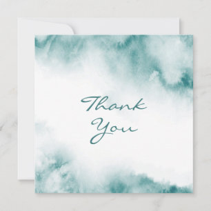 Carte De Remerciements Aquarelle Turquoise douce Cadre Abstrait