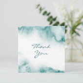 Carte De Remerciements Aquarelle Turquoise douce Cadre Abstrait (Debout devant)