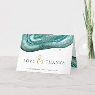 Carte De Remerciements Aquarelle Turquoise et Gold Geode   Remerciements 