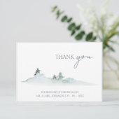 Carte De Remerciements Aquarelle Verdure Bois Pins Mariage (Debout devant)