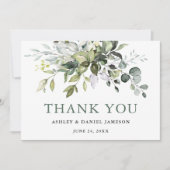 Carte De Remerciements Aquarelle Verdure Sage Vert Mariage (Devant)