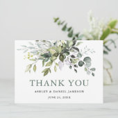 Carte De Remerciements Aquarelle Verdure Sage Vert Mariage (Debout devant)