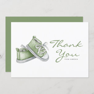 Carte De Remerciements Aquarelle Vert Baby shower bébé