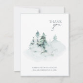 Carte De Remerciements Aquarelle Vert Blanc Forêt Pins Mariage (Devant)