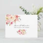 Carte De Remerciements Aquarelle vert clair et gris Mariage floral (Debout devant)