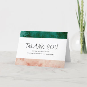 Carte De Remerciements Aquarelle Vert rose rose rose Formel Mariage moder