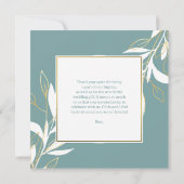 Carte De Remerciements Aquarelle verte dorée Mariage floral (Dos)