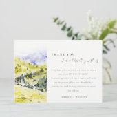 Carte De Remerciements Aquarelle verte Jaune Campagne Hills Mariage (Debout devant)