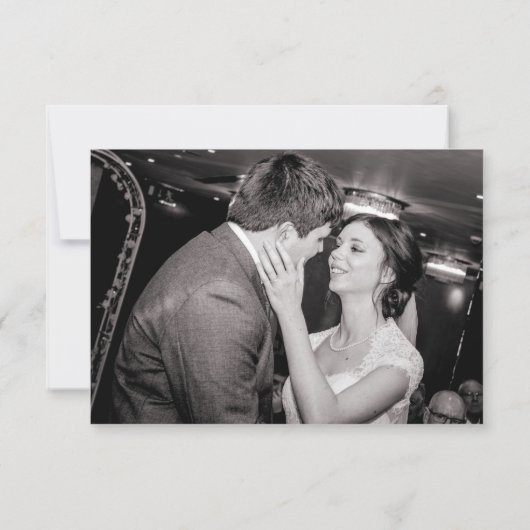 Carte De Remerciements Aquarelle verte Mint Mariage photo Script noir (Dos)