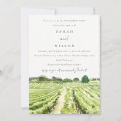 Carte De Remerciements Aquarelle Verte Vignoble Vignoble Fiançailles Invi (Devant)