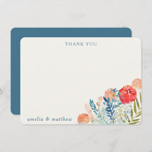 Carte De Remerciements Aquarelle vintage Flores Boho Mariage personnalisé