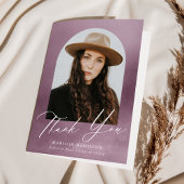Carte De Remerciements Aquarelle violet Dusty Arch Photo Graduation