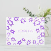 Carte De Remerciements Aquarelle violet étoile de David Bar Bat mitzvah (Debout devant)