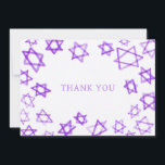 Carte De Remerciements Aquarelle violet étoile de David Bar Bat mitzvah<br><div class="desc">Parfait plaisir Carte de remerciements à envoyer après un bat mitzvah, bar mitzvah ou autre célébration juive! L'aquarelle faite main pour vous sur le devant et le côté arrière vierge! ENTIÈREMENT PERSONNALISABLE ! Cliquez sur "Personnaliser" ci-dessus pour modifier le texte. Cliquez sur "modifier à l'aide de l'outil de conception" pour...</div>