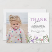 Carte De Remerciements Aquarelle violet Fleur sauvage (Devant)