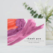 Carte De Remerciements Aquarelle Violet Moderne (Debout devant)